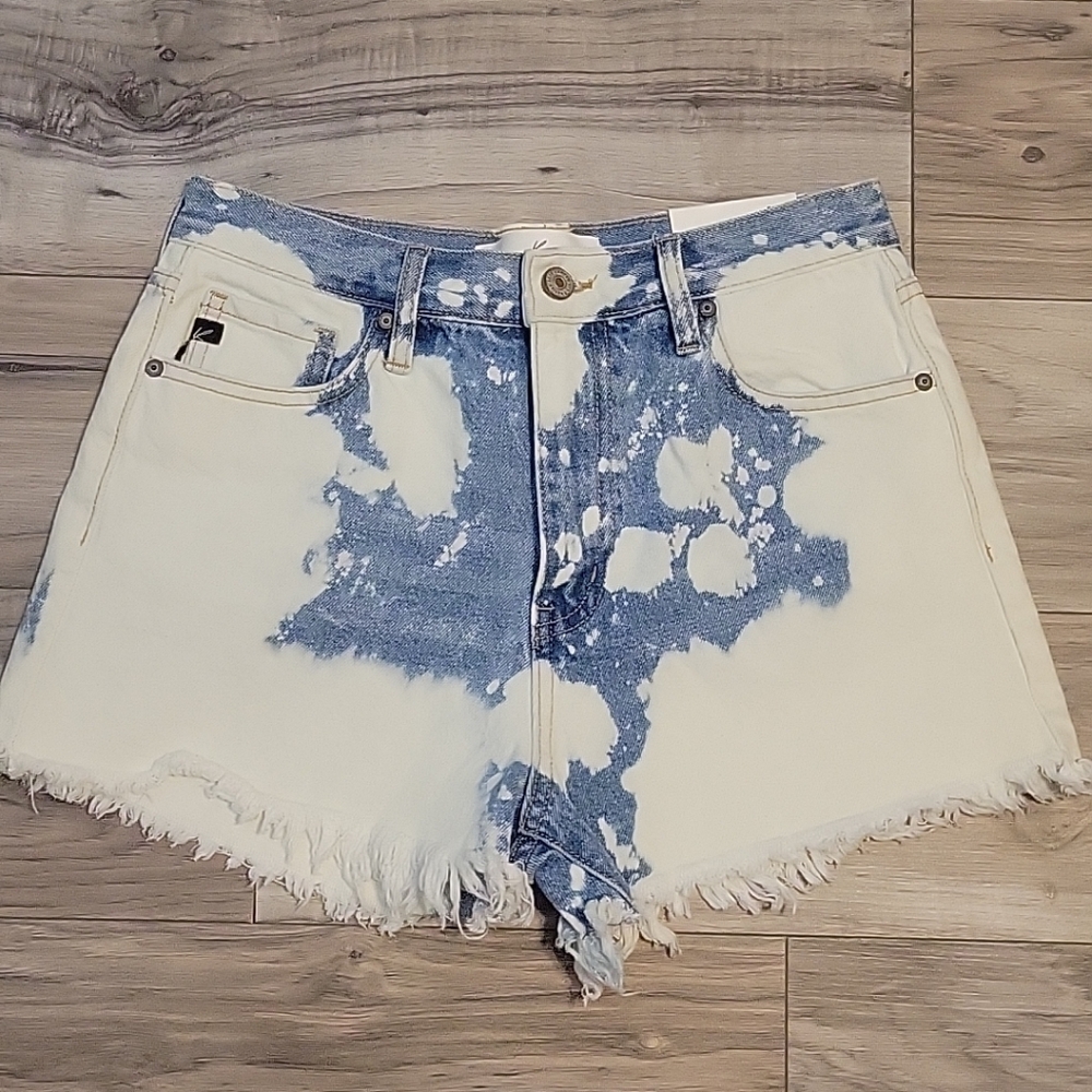 NEW Kancan Short Shorts Womens 5/26 Blue Two Tone‎ 3" Inseam Cut Offs Raw Hem
